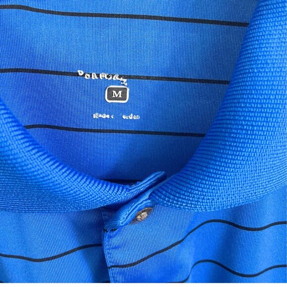 Pebble Beach Performance Golf Polo Mens Size M Royal Blue Striped Knit Preppy - Picture 6 of 10